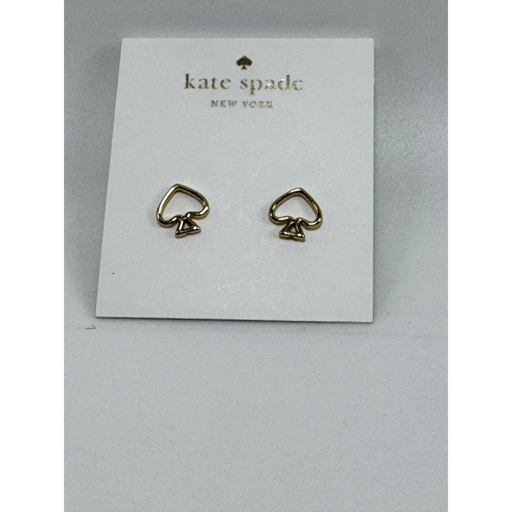 Kate Spade New York Everyday Spade Stud Earrings Gold Tone Logo Open Work NWOT